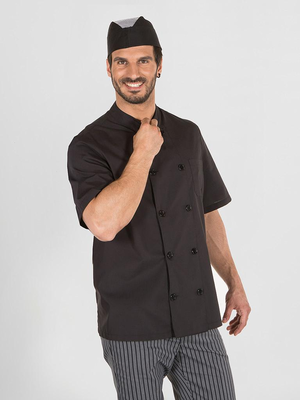 CHAQUETA COCINA UNISEX POPELIN FINO NEGRO M/C 917A00