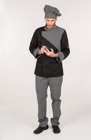 PANTALON UNISEX GOMA+CORDON CUADRO LUTOS BLANCO Y NEGRO (702200)