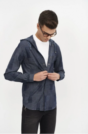 Camisa con Capucha Denim